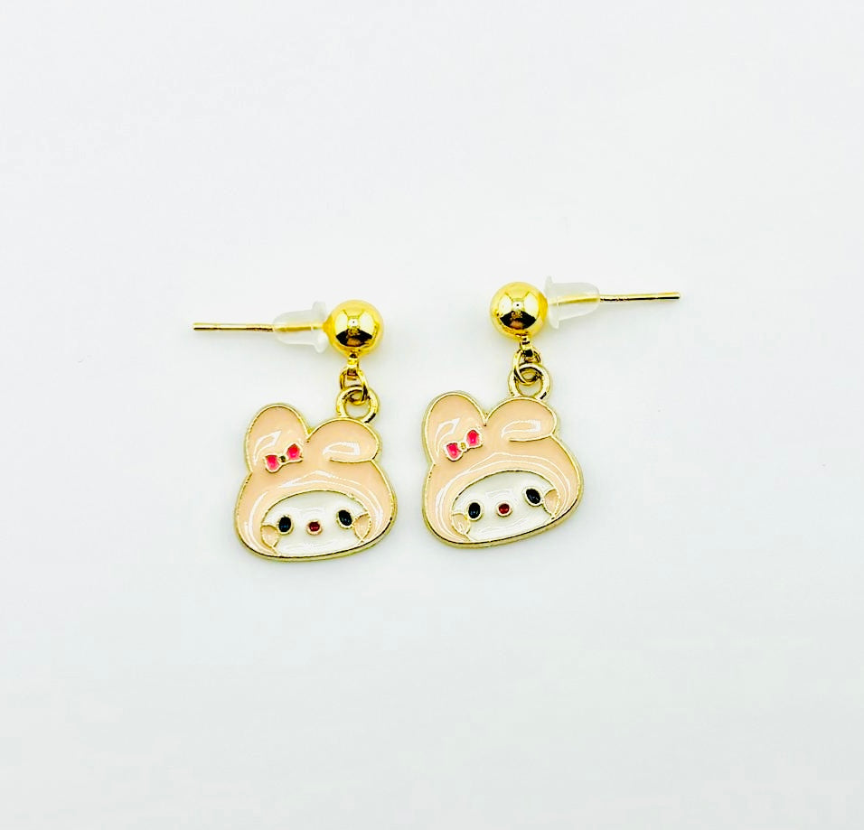 My melody Sanrio soft pink dangle 18k gold filled earrings