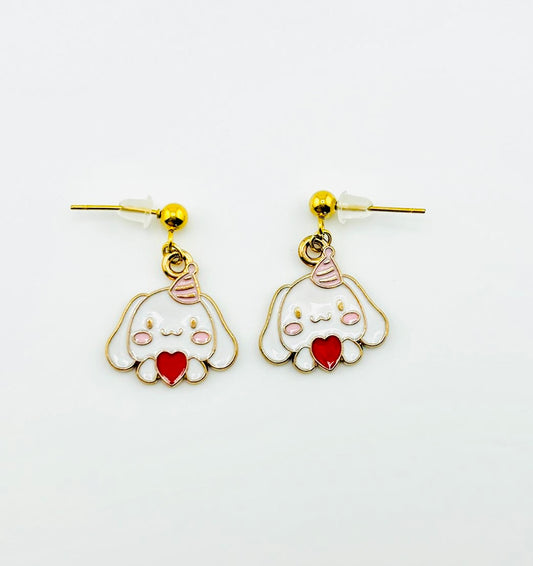 cinnamon roll sanrio dangle stainless steel earrings