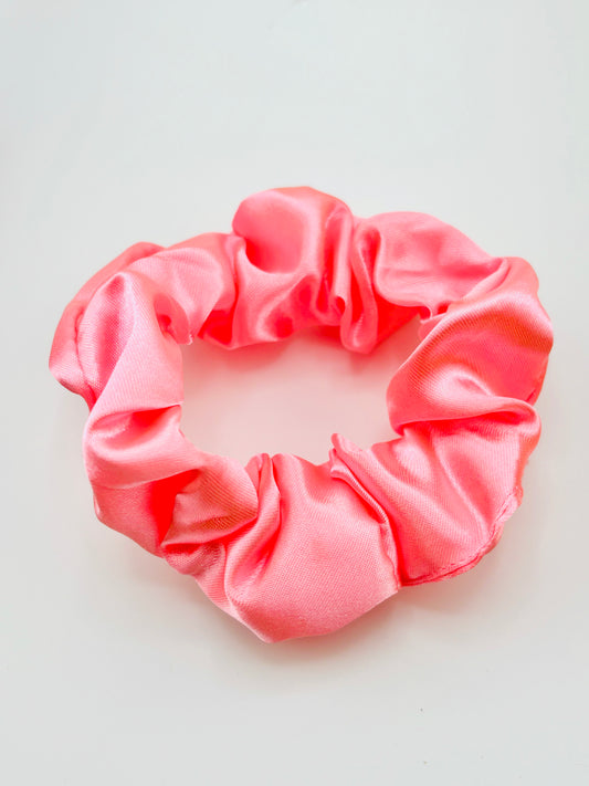 Bubblegum pink charmeuse scrunchies