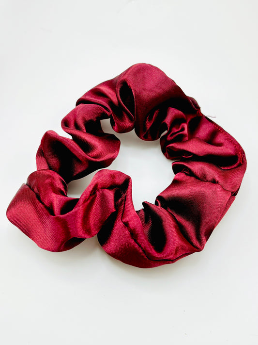 Burgundy charmeuse scrunchies