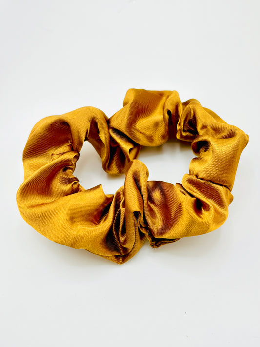 Ochre charmeuse scrunchies