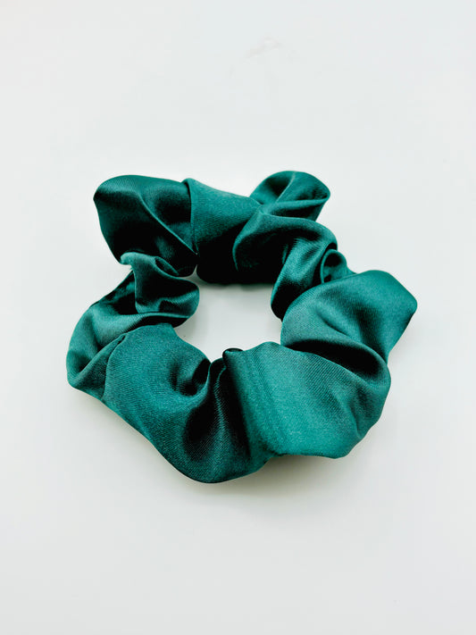 Teal charmeuse scrunchie