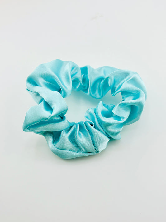 Light blue charmeuse scrunchies