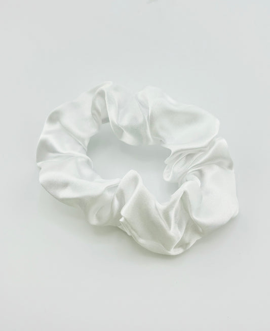 white charmeuse scrunchies