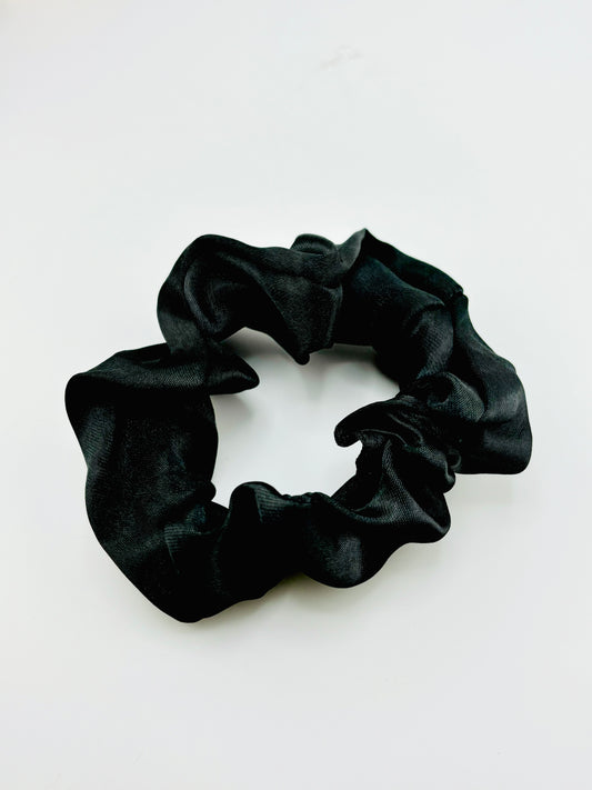 Dark grey charmeuse scrunchies