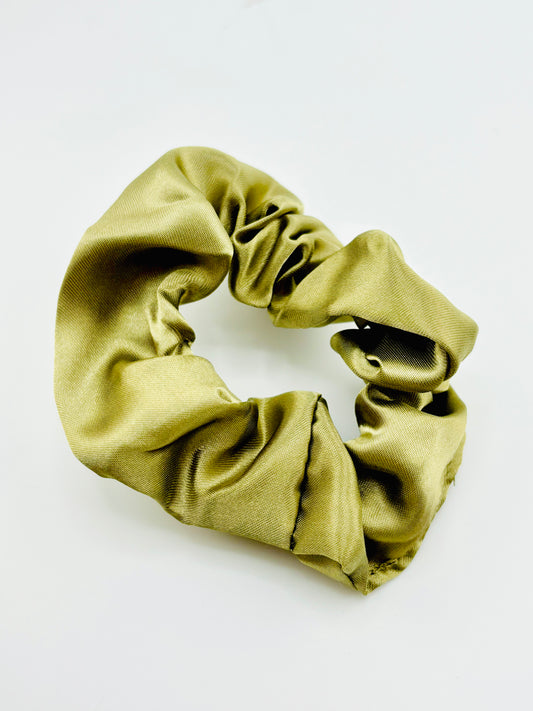 Olive charmeuse scrunchies