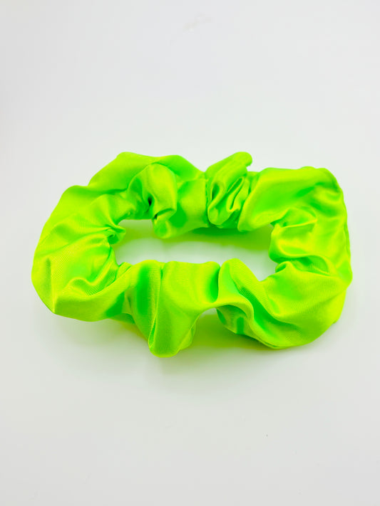 Neon green charmeuse scrunchies