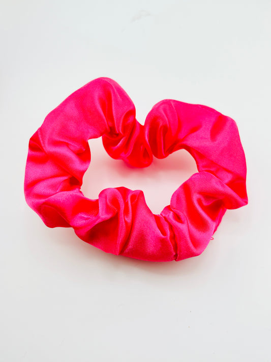 Hot pink charmeuse scrunchies