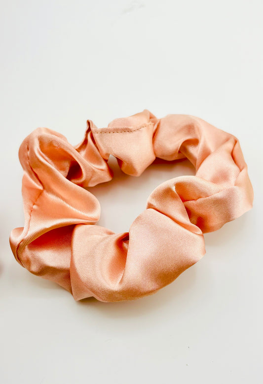 Popsicle coral charmeuse scrunchies