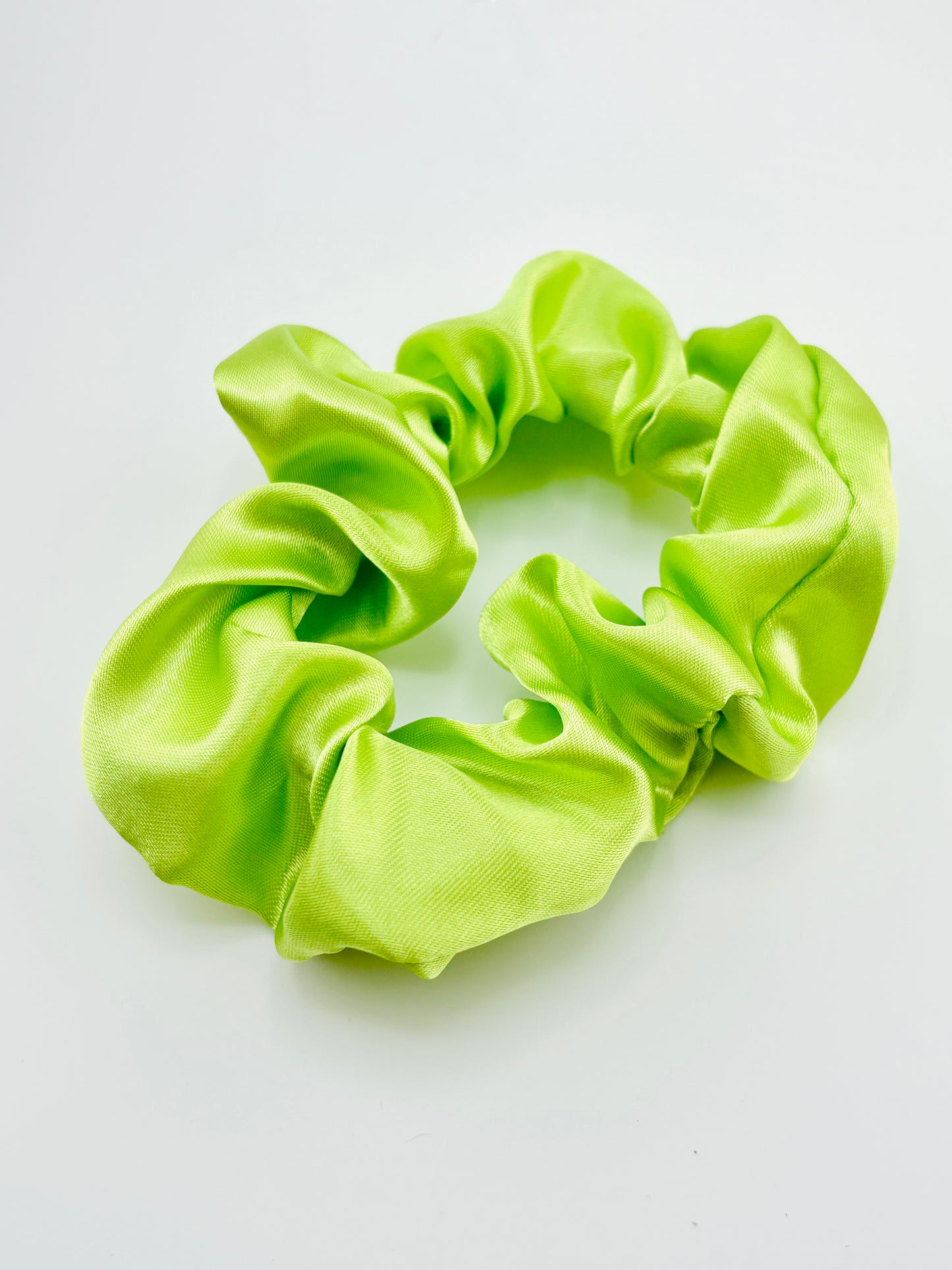 Lime green charmeuse scrunchies