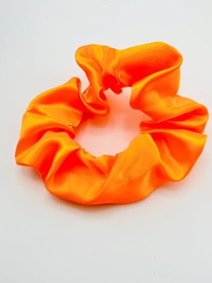 Neon orange charmeuse scrunchies