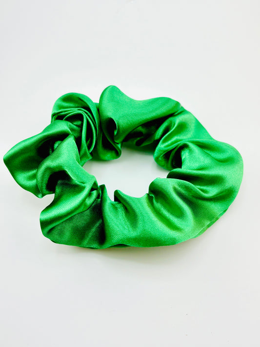 Green grass charmeuse scrunchies