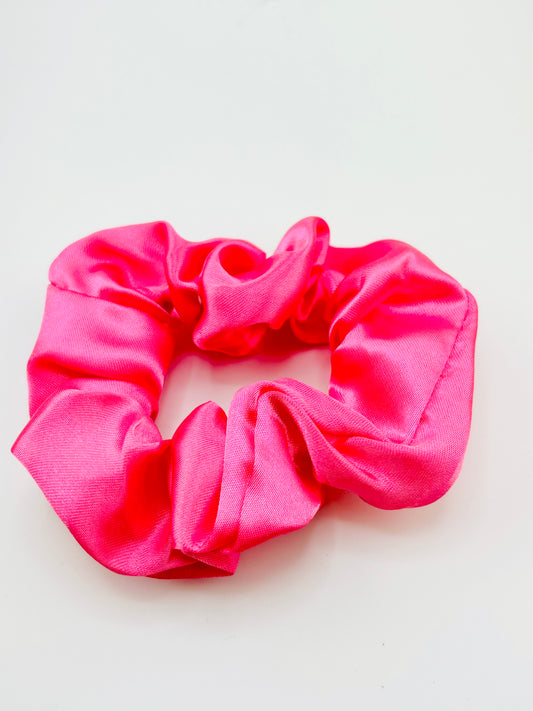 Barbie pink charmeuse scrunchies