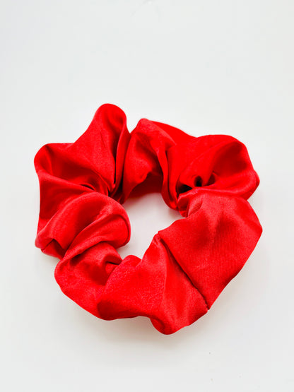 Lipstick red charmeuse scrunchies
