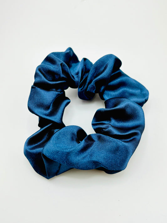 Navy charmeuse scrunchies