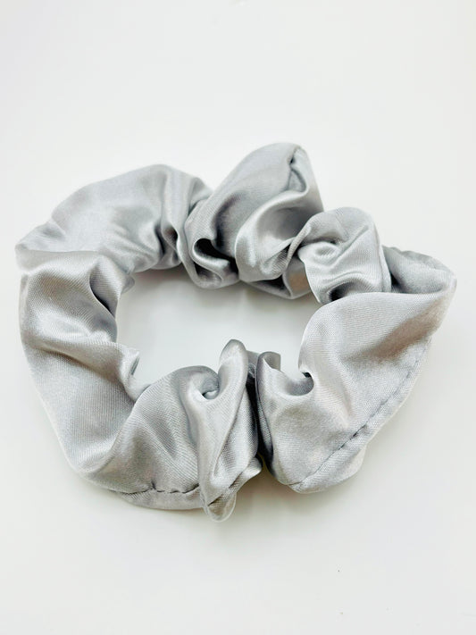 Silver charmeuse scrunchies