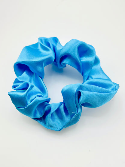 Ocean blue charmeuse scrunchies
