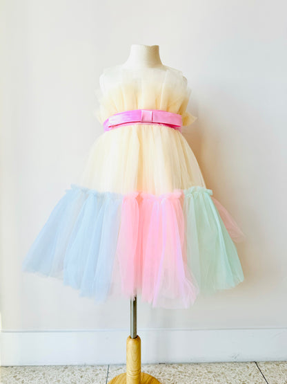 Capri Gorgeous cream tulle Dress with 5 layers of mesh in pastels
