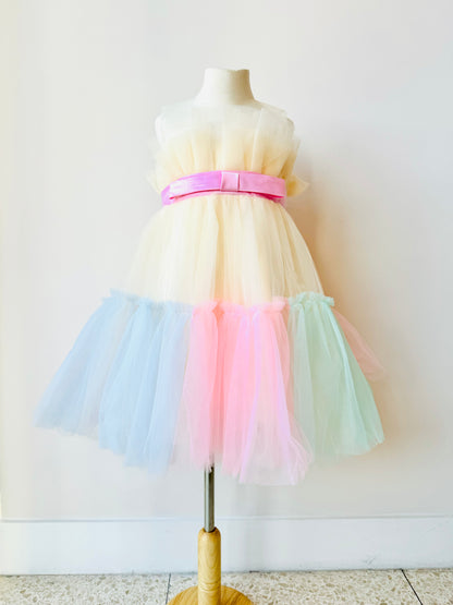 Capri Gorgeous cream tulle Dress with 5 layers of mesh in pastels