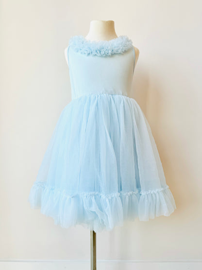 Celeste Dress in 100% pima cotton with tulle in light blue