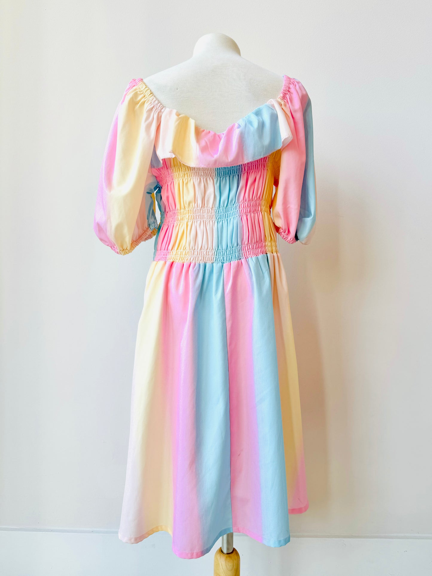 Jade pastel rainbow color dress for girls off the shoulder