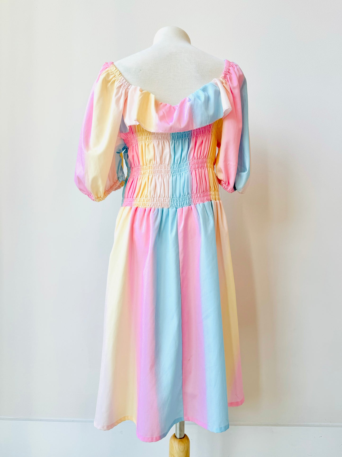 Jade pastel rainbow color dress for girls off the shoulder