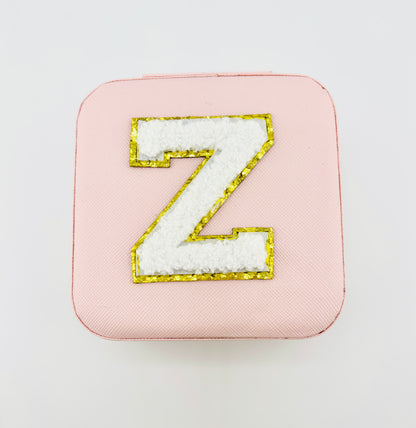 Letter Z travel jewelry case in pink