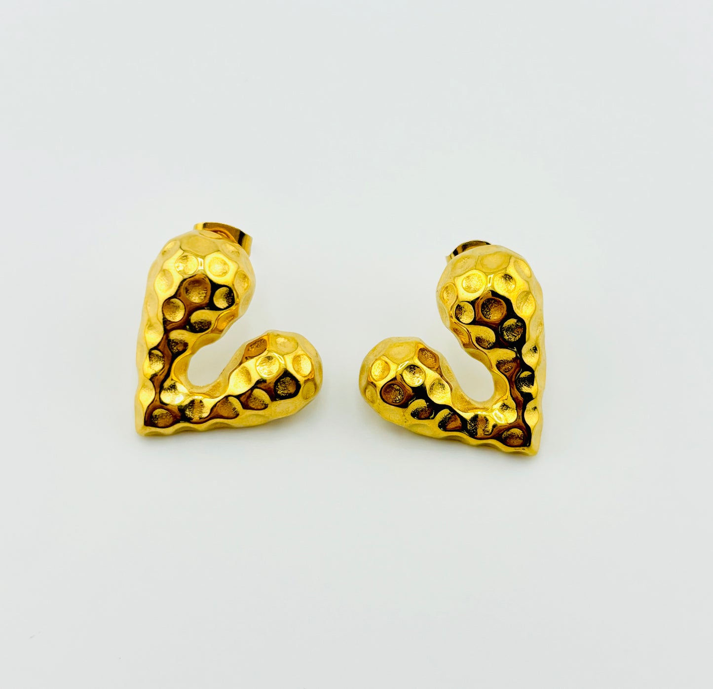 Lydia hammered heart shaped gold filled earrings