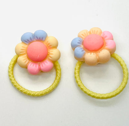 Yellow flower hair ties