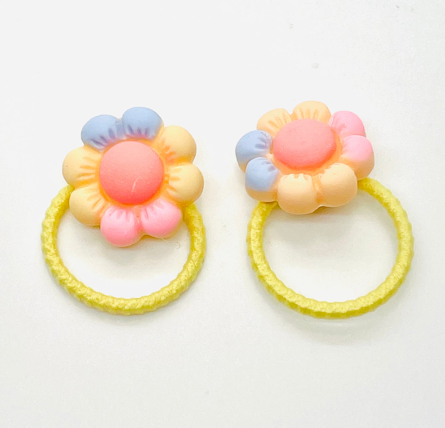 Yellow flower hair ties