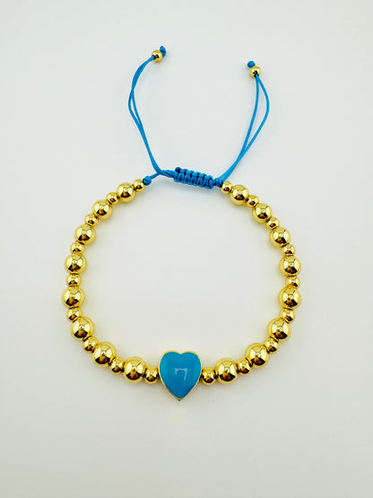 Julia gold filled bracelet with a turquoise heart