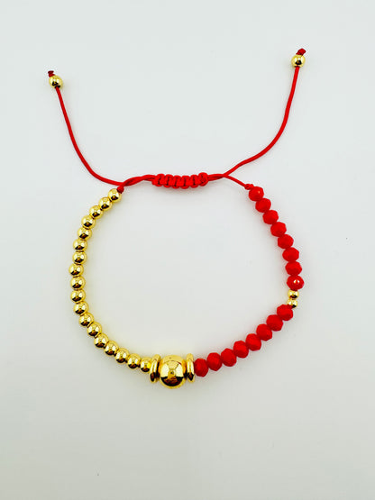 Mia red beaded bracelet in 18k gold filled bracelet