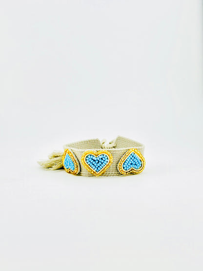 Kesha blue beaded heart adjustable bracelet