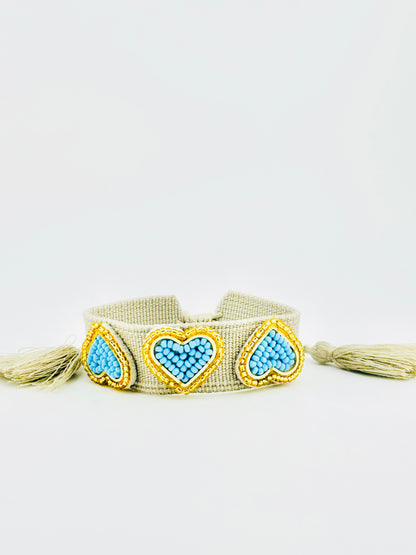 Kesha blue beaded heart adjustable bracelet