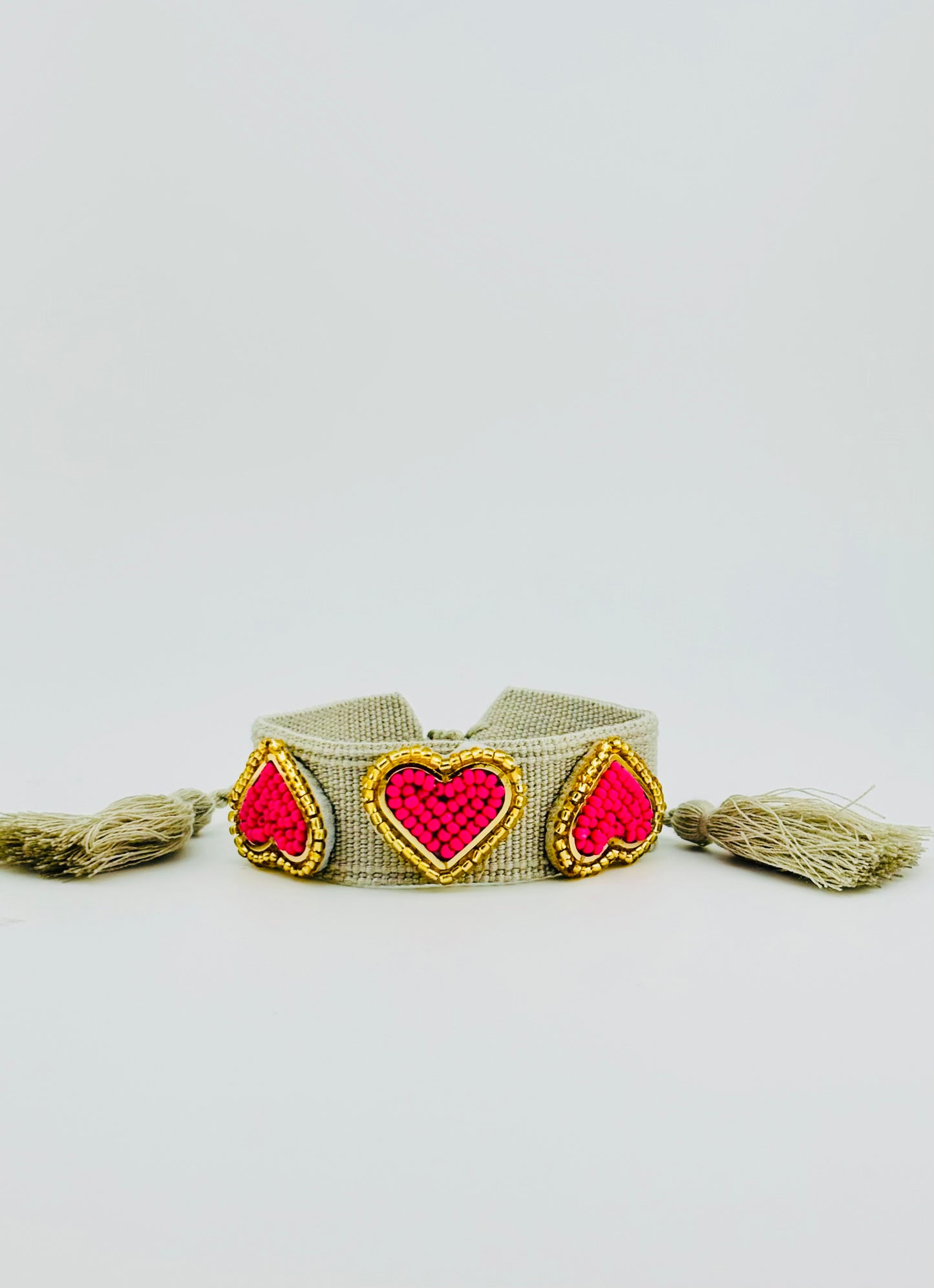 Kesha magenta beaded heart adjustable bracelet