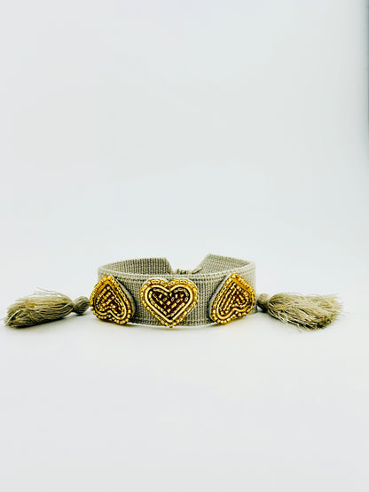 Kesha gold beaded heart adjustable bracelet
