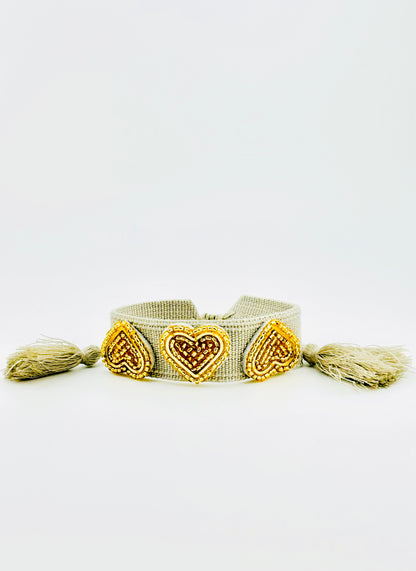 Kesha gold beaded heart adjustable bracelet