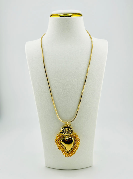 Abbie necklace with beaded gold glass beads in 18k gold filled