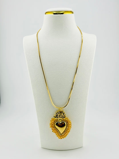 Abbie necklace with beaded gold glass beads in 18k gold filled