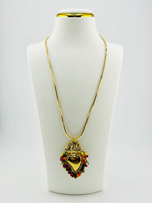 Abbie necklace with beaded in multicolored glass beads in 18k gold filled