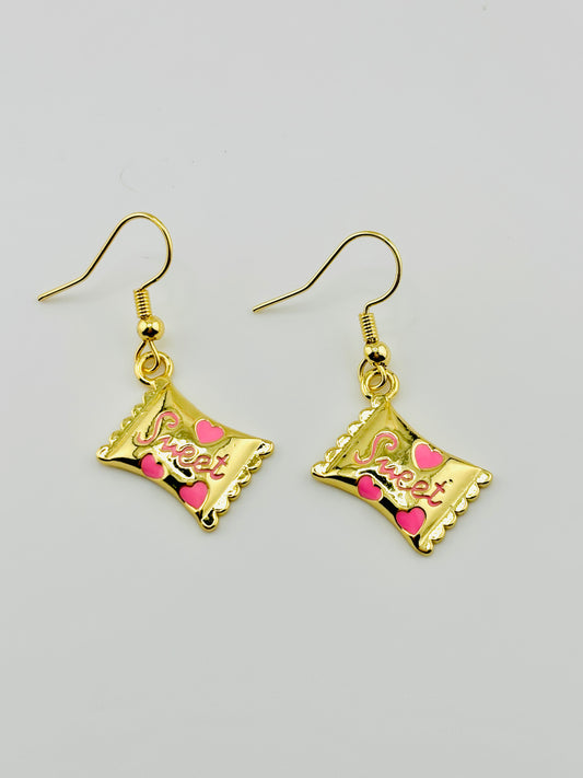 Candie 18k gold filled pink dangling earrings