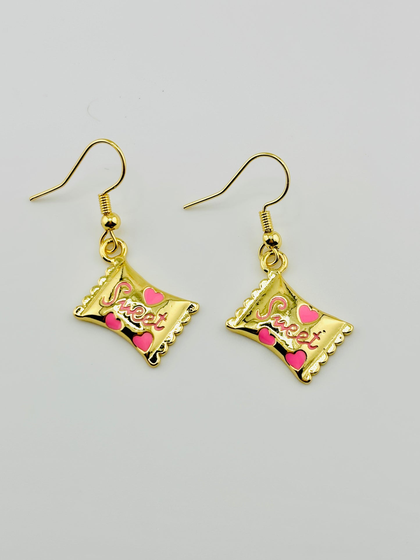 Candie 18k gold filled pink dangling earrings