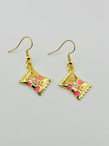 Candie 18k gold filled pink dangling earrings