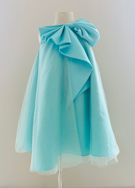 Paola acqua bow A line dress