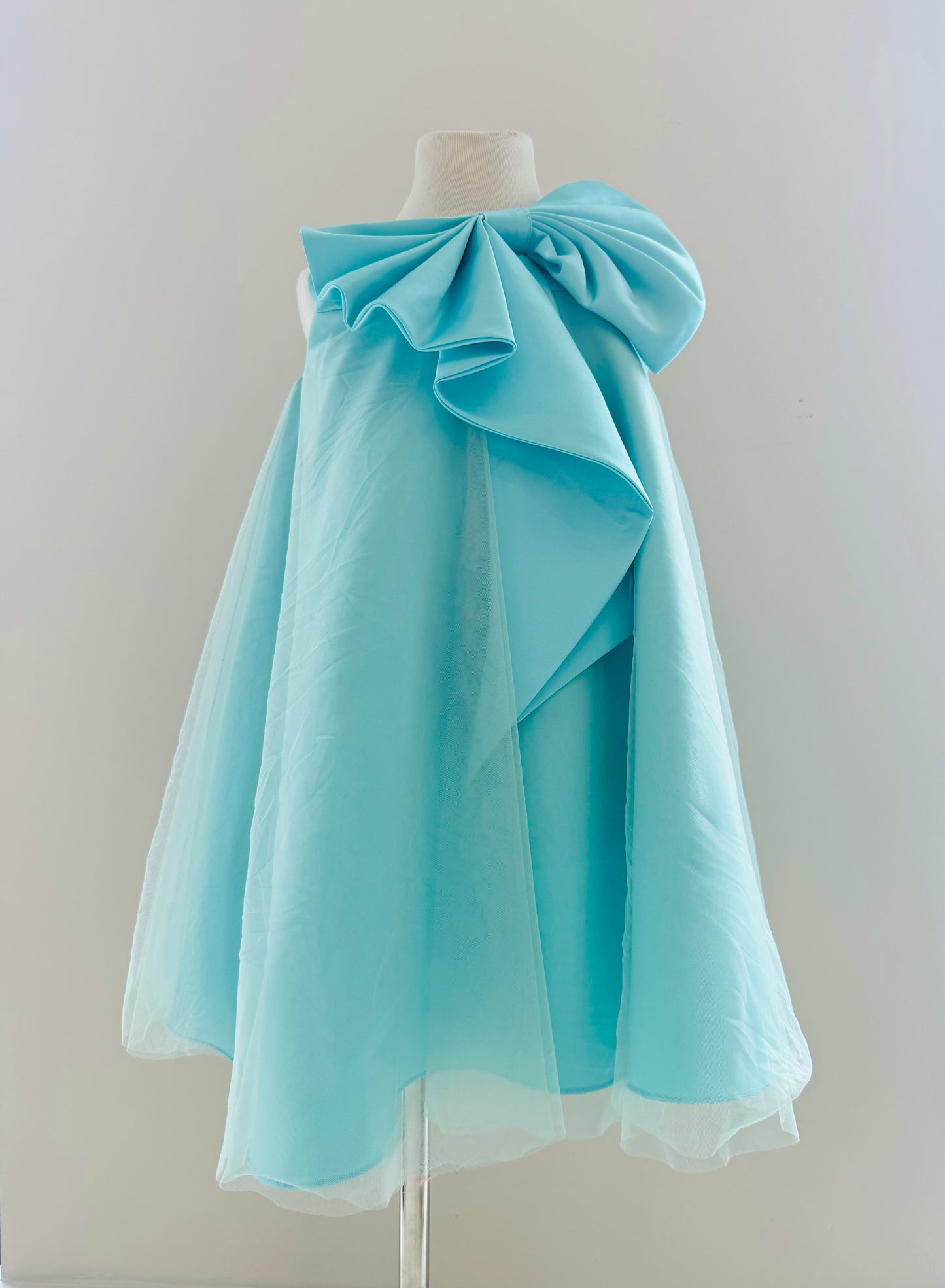 Paola acqua bow A line dress