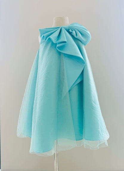 Paola acqua bow A line dress