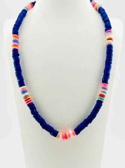 Natalia navy clay beaded necklace