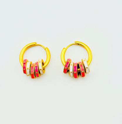 Lisa 18k gold filled hoops in pink texture earrings