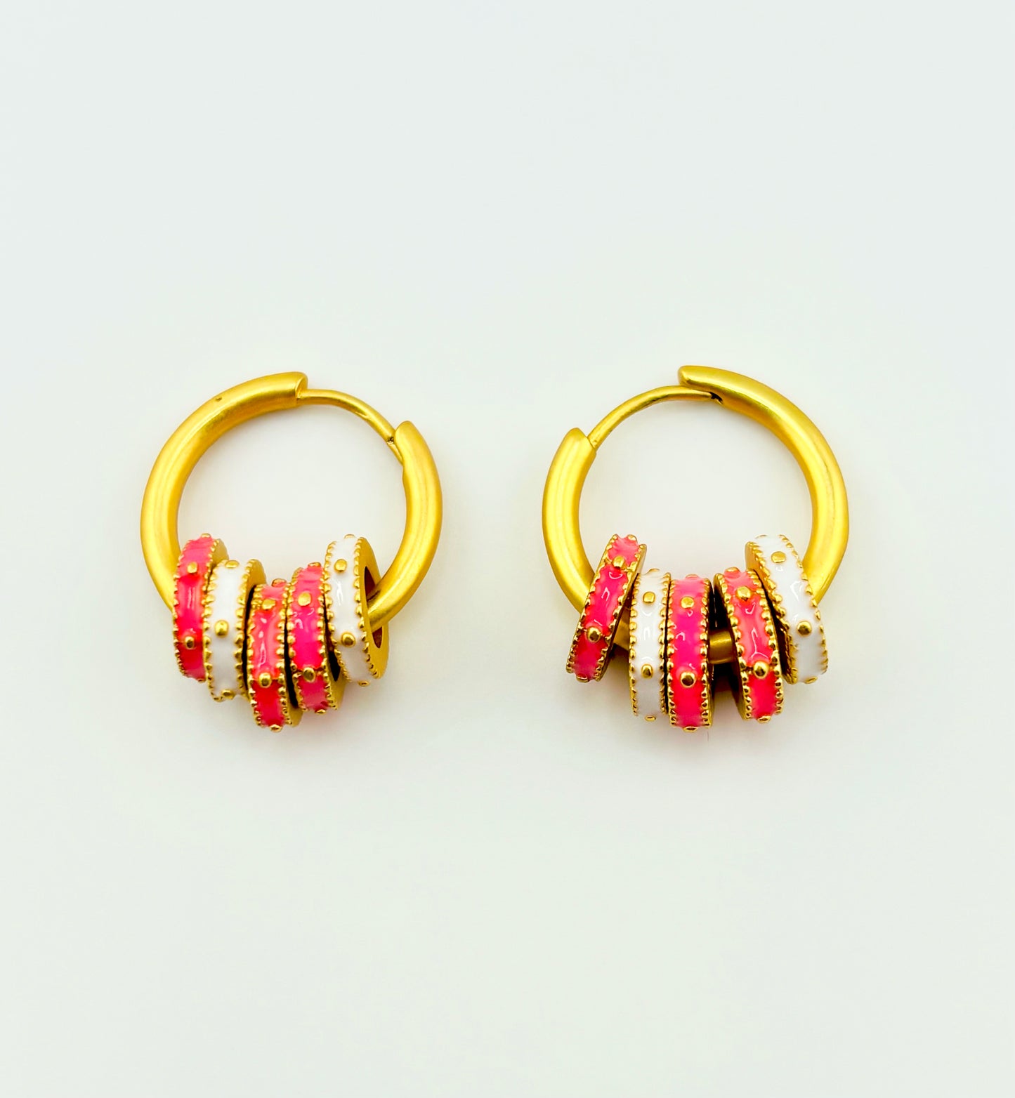 Lisa 18k gold filled hoops in pink texture earrings