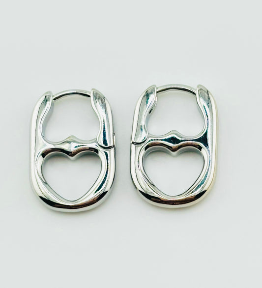 Heart shaped sterling silver can openers earrings